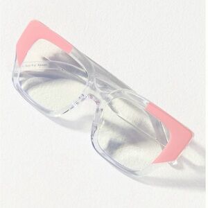 Anthropologie eyeking colorblock translucent Pink and Clear reading Glasses